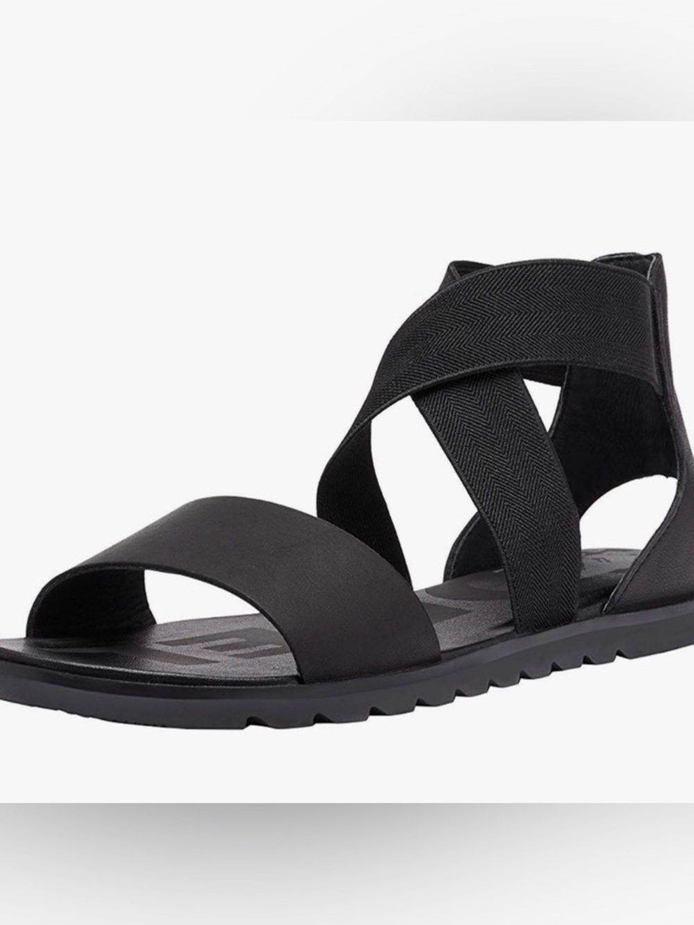 Sorel  Ella ll Black Crisscross Elastic Strap Sandal - 8